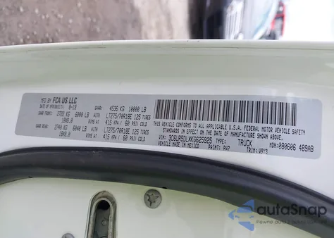 2019 Ram 2500 Big Horn 4X4 6'4 Box from USA, damaged, VIN 3C6UR5DLXKG625925